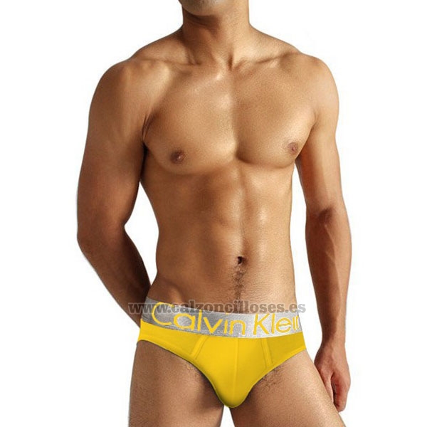 Slip Calvin Klein Hombre Steel Blateado Amarillo